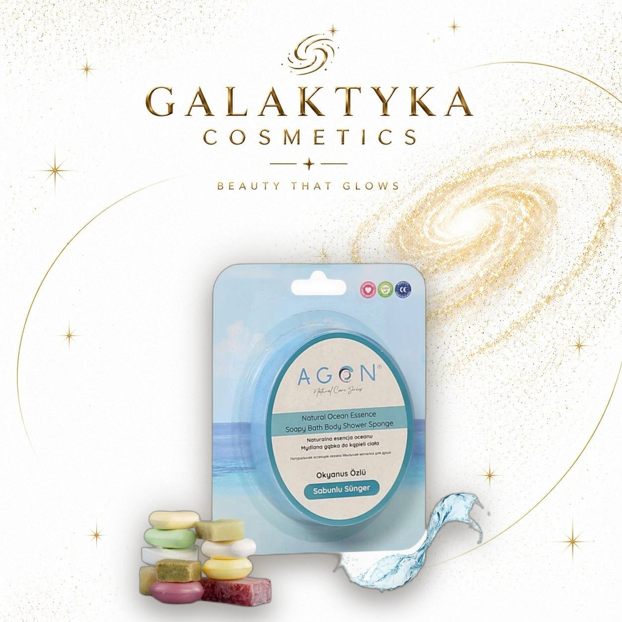AGON 125G SHOWER SPONGE OCEAN mydło zatopione w gąbce Ocean na prezent