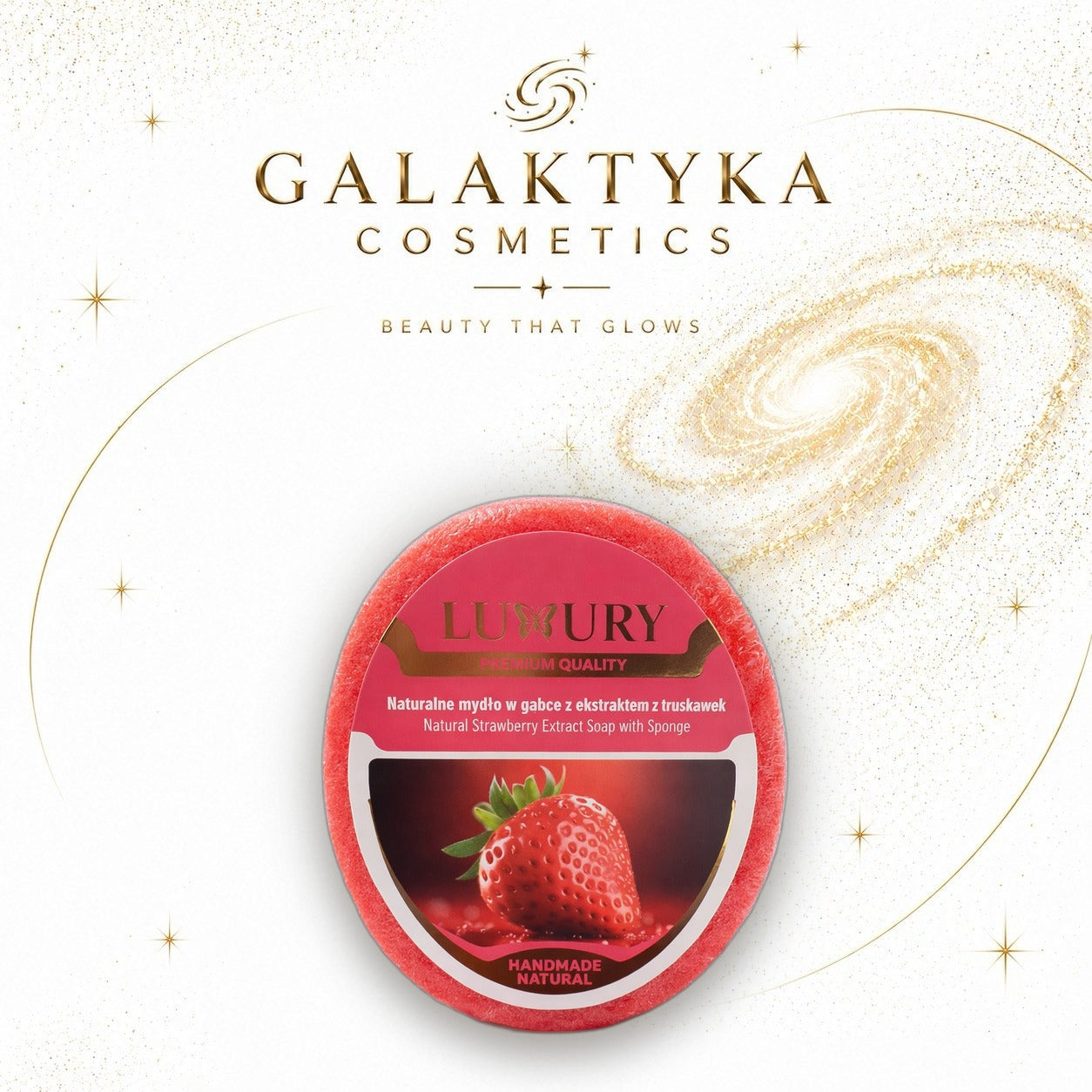 NATURALNE MYDŁO W GĄBCE Z EKSTRAKTEM Z TRUSKAWEK LUXURY 135g