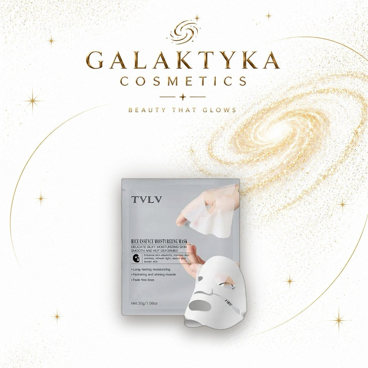 Maska na twarz TVLV Rice Essence: nawilżająca, z ekstraktem z ryżu