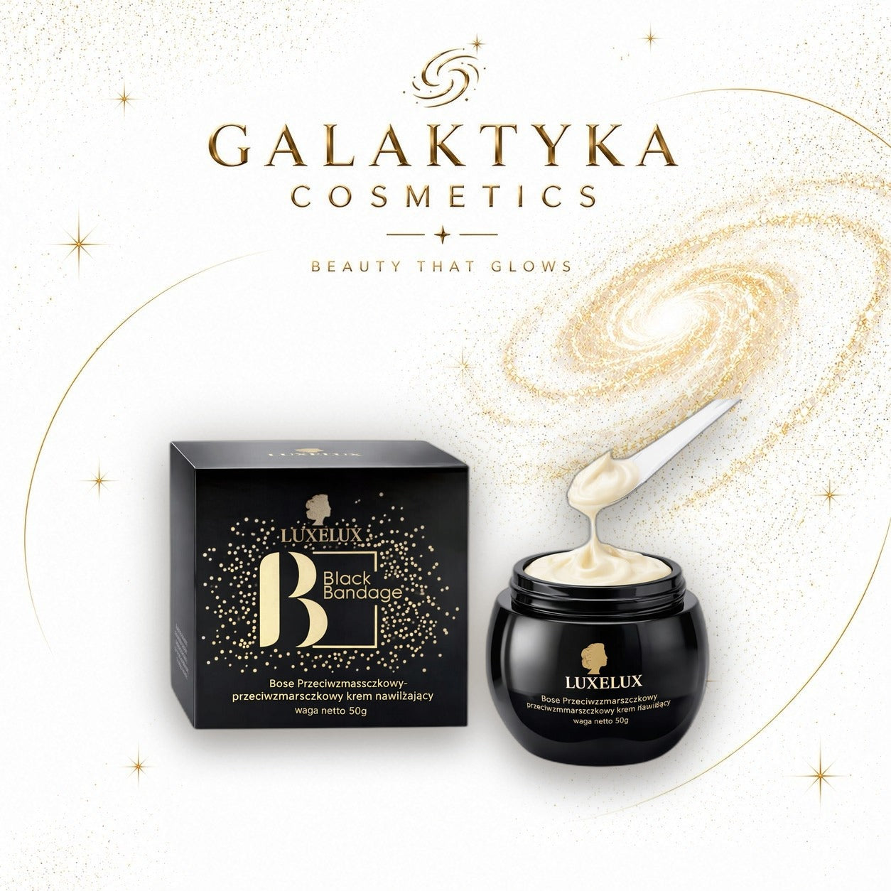 Krem do twarzy 50 ml czarny bandaż żelazko na zmarszczki Luxelux