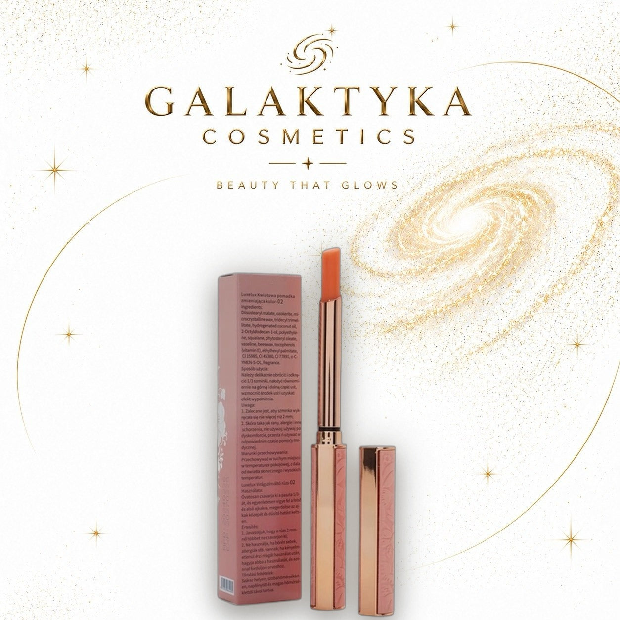 Luxelux Kwiatowa pomadka zmieniająca kolor Carrot Gold 02 2g