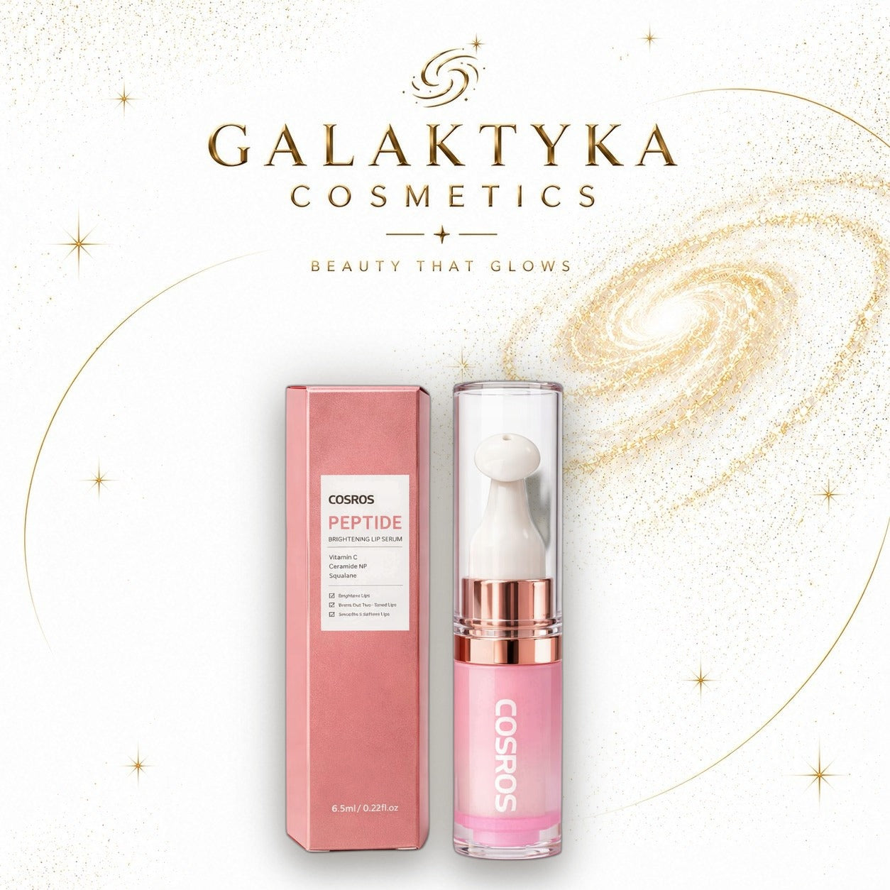 COSROS Peptide Lip Serum Rozjaśnia Nawilża Witamina C Efekt Gładkich Ust
