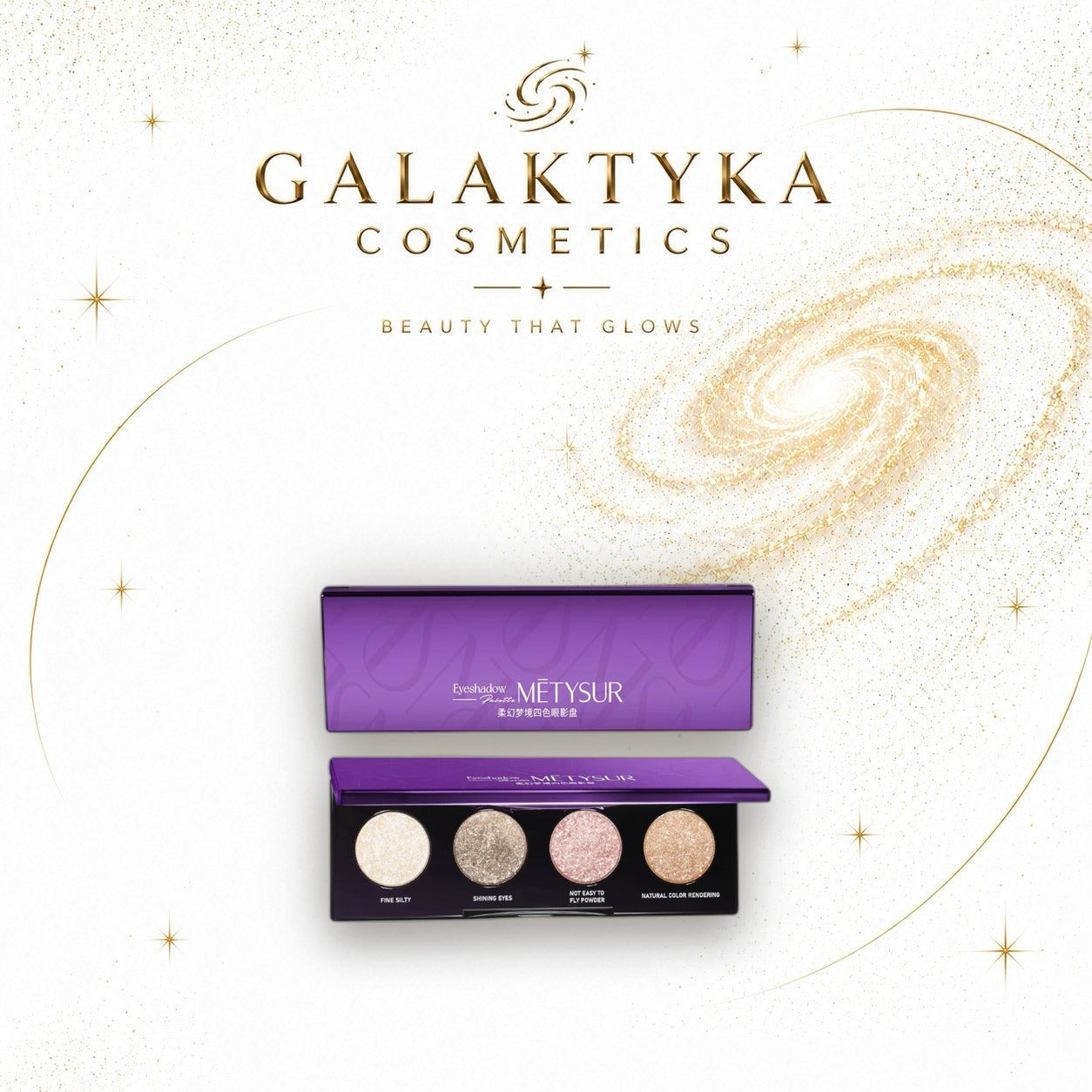 METYSUR Paleta cieni do powiek 4 kolory shimmer glitter makijaż oczu