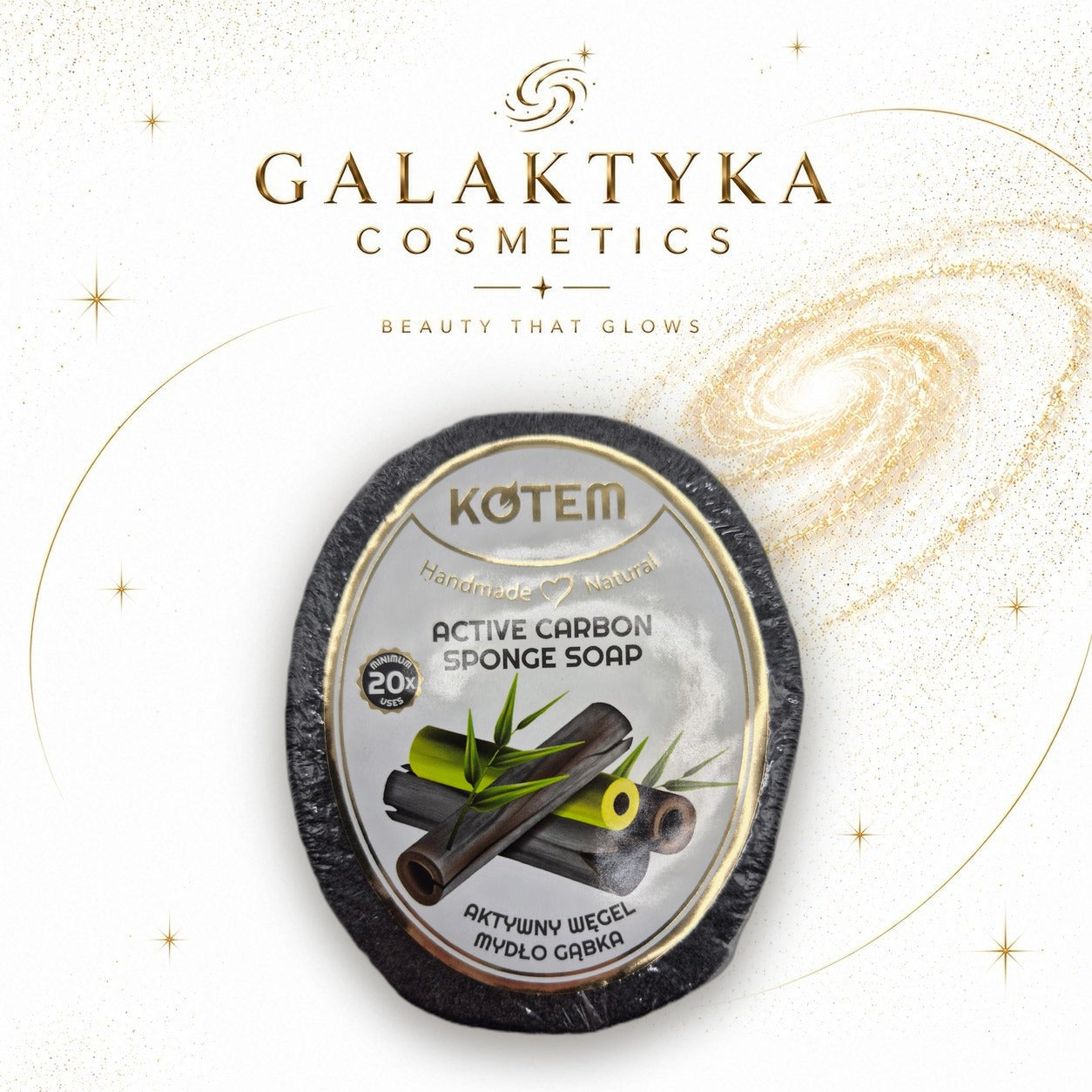 Mydło z gąbką ''KOTEM'' z aktywnym węglem 125g