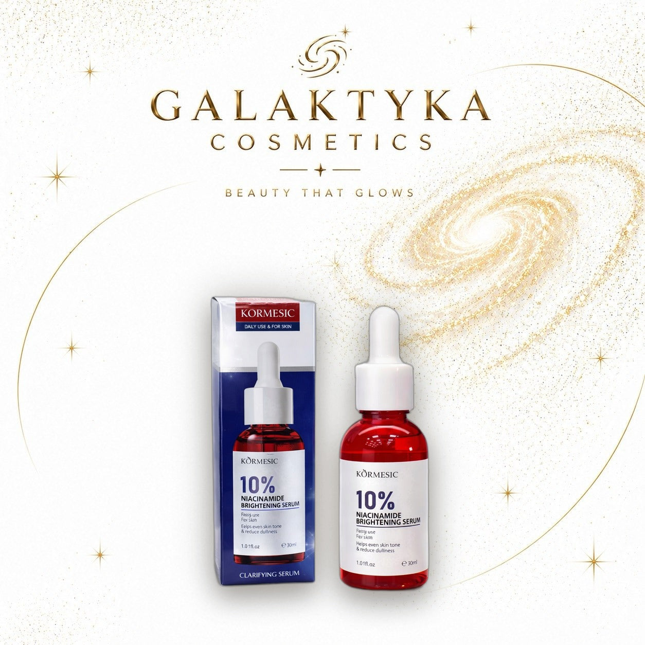 Rozświetlające serum do twarzy z 10% niacinamidem.